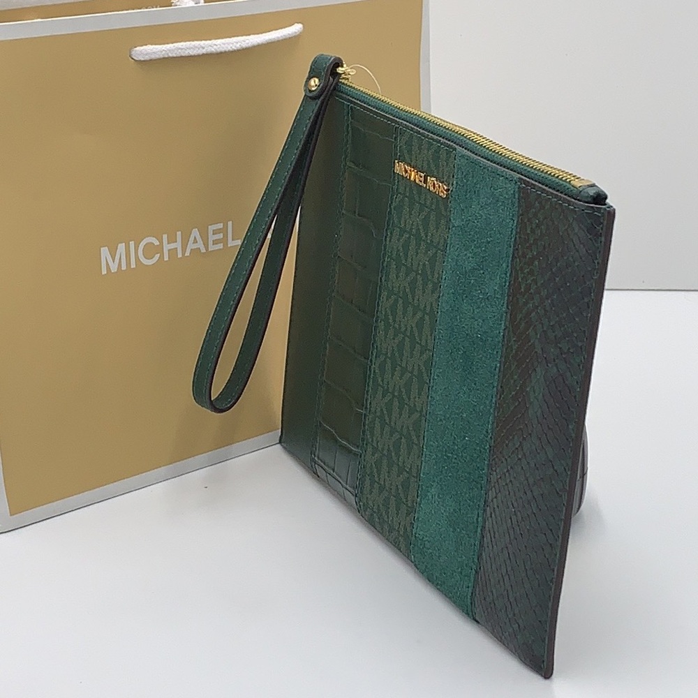 Michael Kors JST XL Zip Clutch Wristlet - Racing Green Multi - Picture 10 of 15